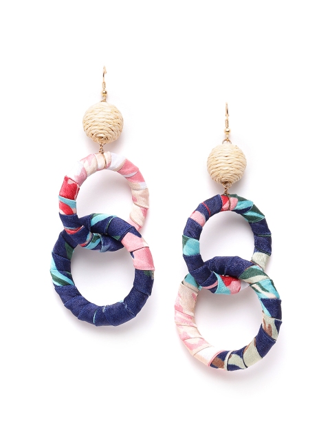 

Blueberry Blue & Pink Handcrafted Circular Drop Earrings