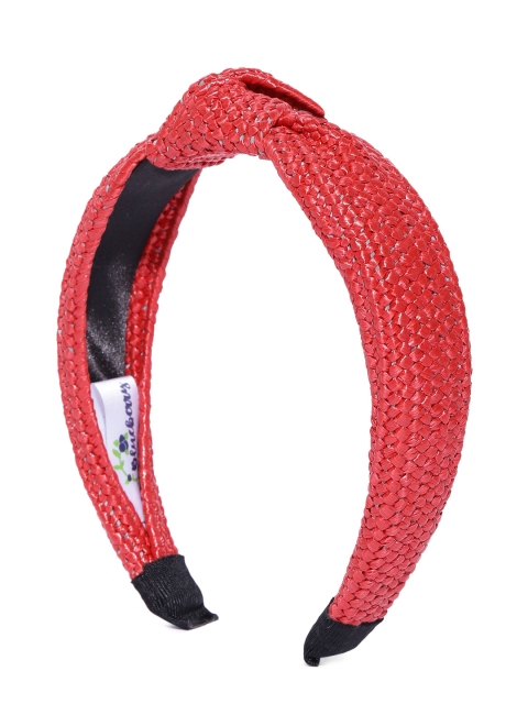 

Blueberry Women Red Basketweave Textured Jute Hairband with Knot Detail