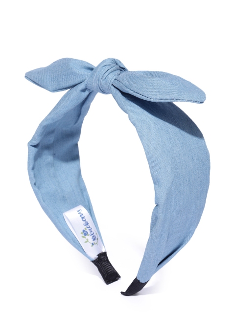 

Blueberry Women Blue Solid Chambray Hairband with Knot Detail