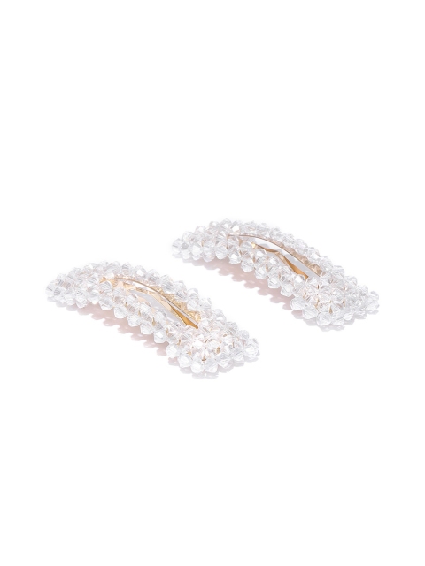 

Blueberry Women Set of 2 Transparent Beaded Tic Tac Hair Clips