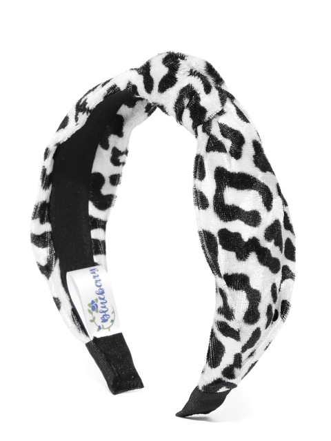 

Blueberry Women White & Black Leopard Print Hairband with Knot Detail