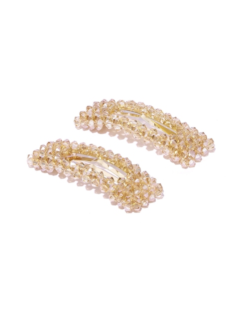 

Blueberry Women Set of 2 Gold-Toned Beaded Tic Tac Hair Clips