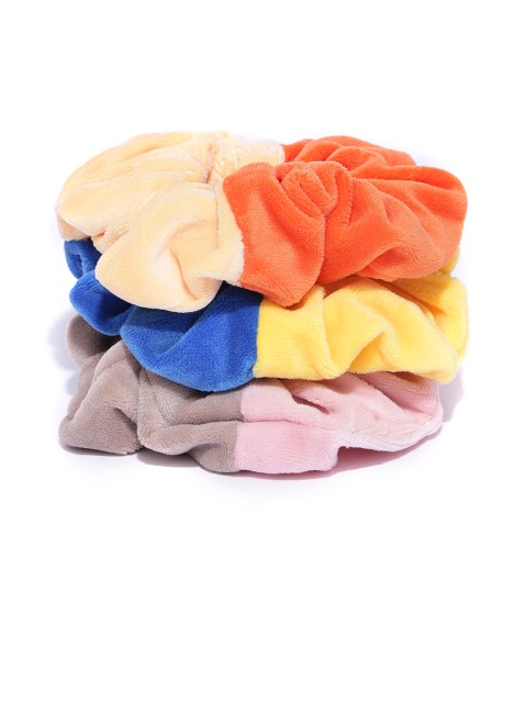 

Blueberry Women Set of 3 Dual-Toned Velvet Finish Scrunchies, Multi