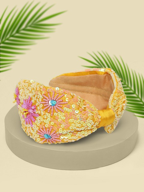 

Blueberry Mustard Yellow & Pink Sequinned & Beaded Hairband