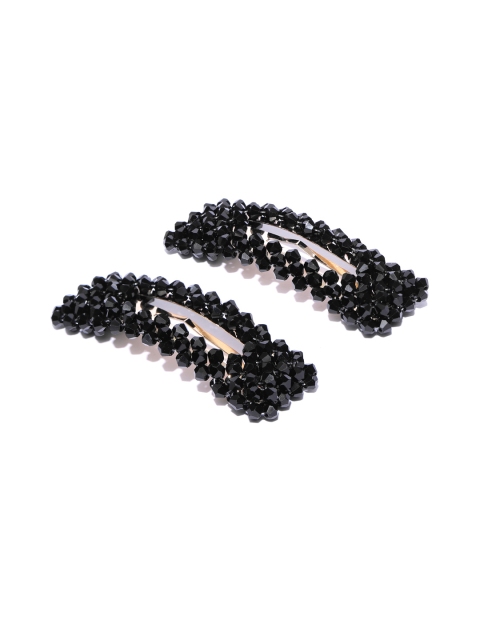 

Blueberry Women Set of 2 Black Beaded Tic Tac Hair Clips