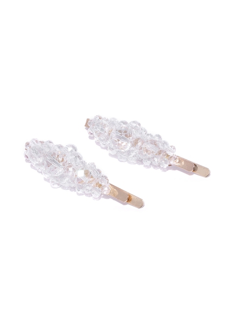 

Blueberry Women Set of 2 Transparent & Gold-Toned Beaded Bobby Pins