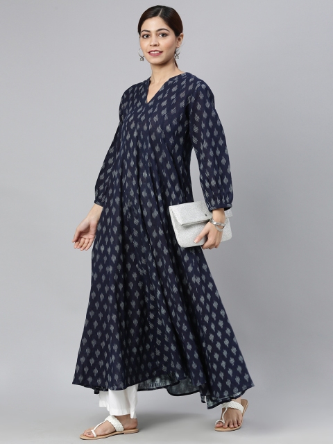 

AHIKA Women Navy Blue Printed Kurta