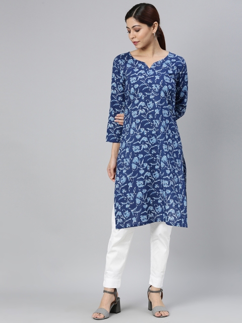 

AHIKA Women Blue Floral Printed Kurta