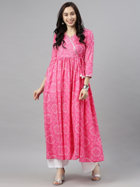 

AHIKA Women Pink Bandhani Printed Kurta