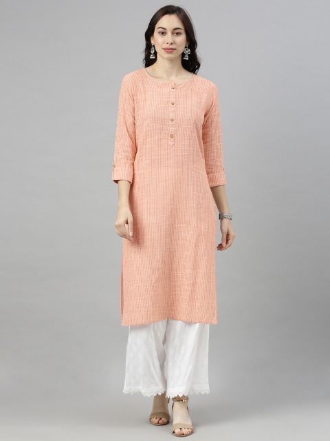 

AHIKA Women Orange Striped Kurta