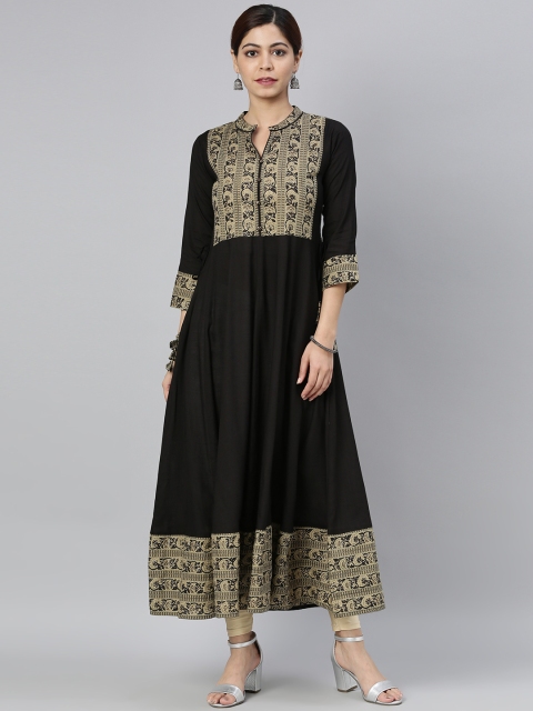 

AHIKA Women Black & Beige Floral Printed Kurta