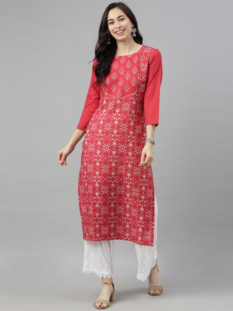 

AHIKA Women Red & White Ethnic Motifs Printed Kurta