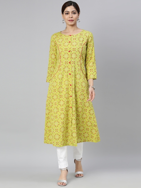 

AHIKA Women Green & Red Floral Printed Kurta