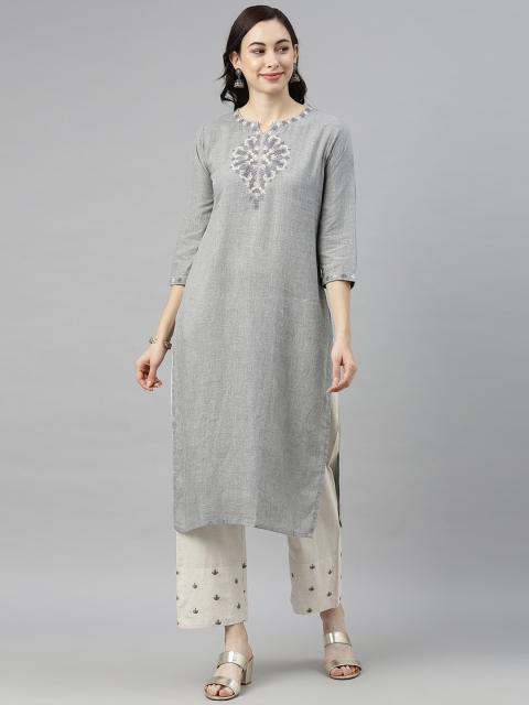 

AHIKA Women Grey Yoke Design Kurta with Palazzos