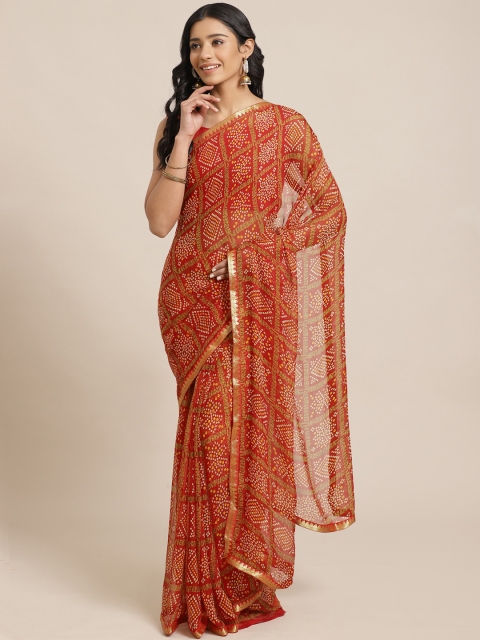 

Saree mall Red & Beige Printed Bandhani Saree