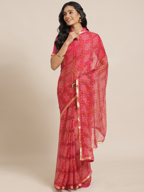 

Saree mall Red & Off-White Printed Bandhani Saree