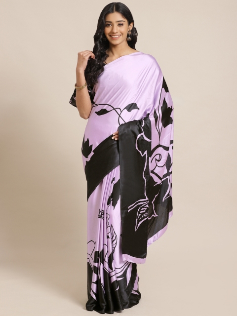 

Saree mall Lavender & Black Floral Printed Saree