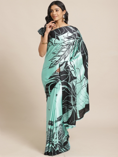 

Saree mall Sea Green & Black Printed Saree