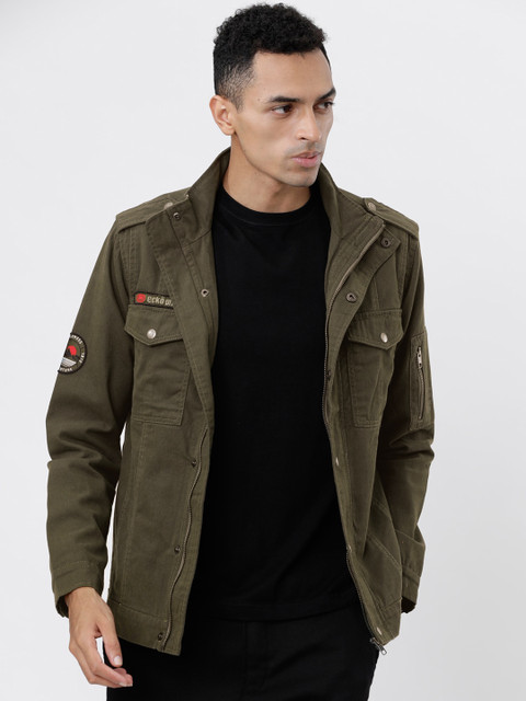 

Ecko Unltd Men Olive Green Solid Tailored Jacket