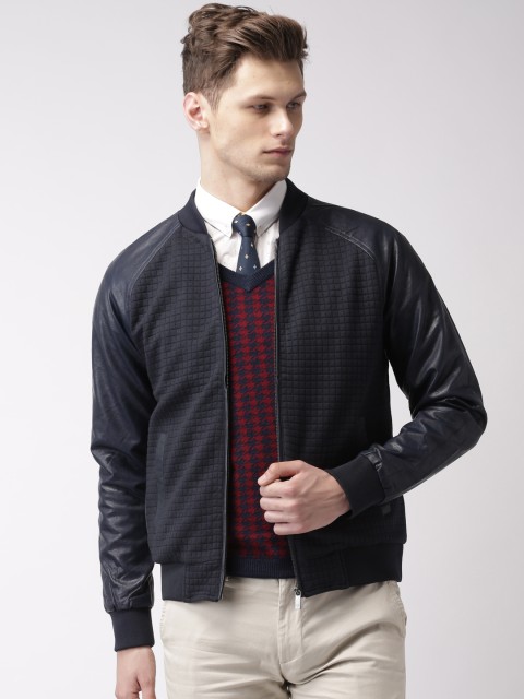 

INVICTUS Navy Quilted Bomber Jacket, Navy blue