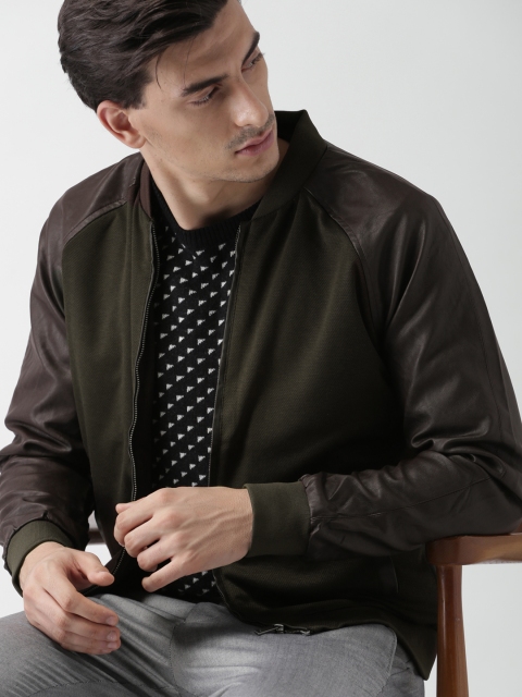 

INVICTUS Coffee Brown Self Design Bomber
