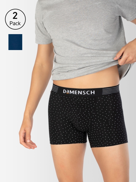 

DAMENSCH Men Pack Of 2 Deo-Cotton Deodorizing Trunks DAM-CTM-T-SPB-PEB, Black