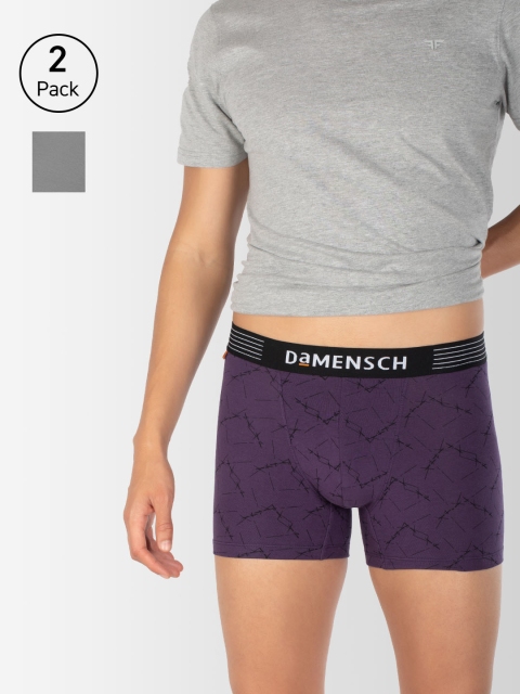 

DAMENSCH Men Pack Of 2 Deo-Cotton Deodorizing Trunks DAM-CTM-T-PNP-DRG, Purple