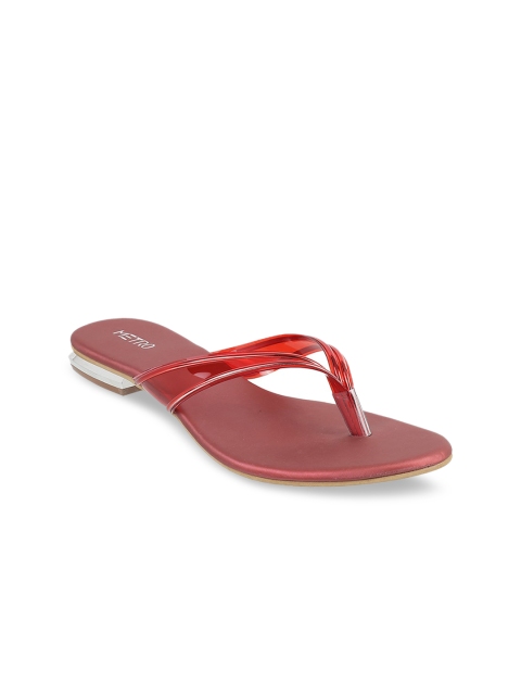 

Metro Women Red Solid Open Toe Flats