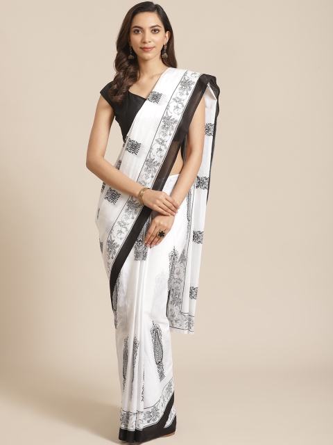 

Libas White & Black Pure Cotton Ethnic Motifs Print Saree