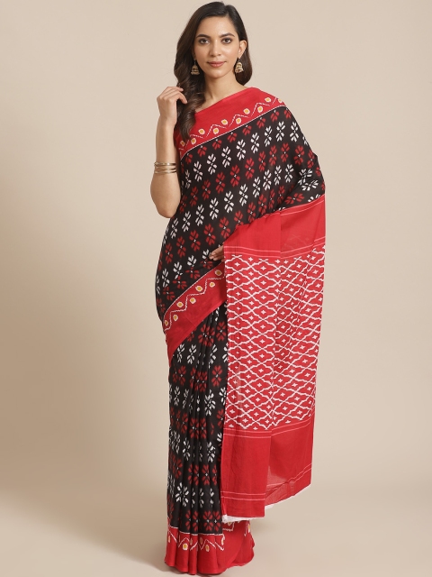 

Libas Black & Red Pure Cotton Printed Saree