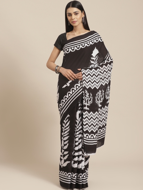 

Libas Black & White Pure Cotton Floral Print Saree
