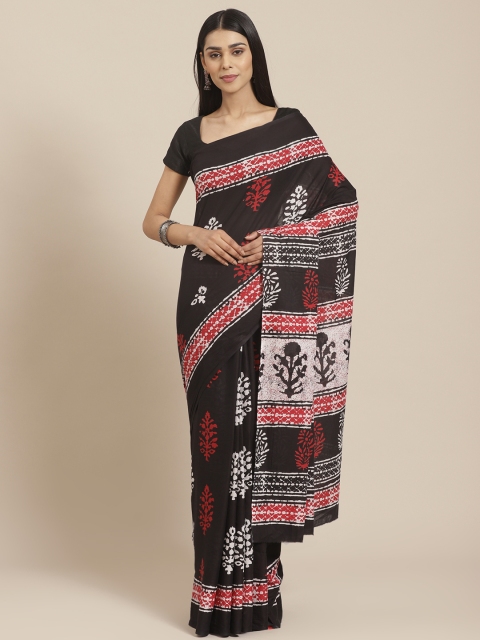 

Libas Black & White Pure Cotton Ethnic Motifs Print Saree
