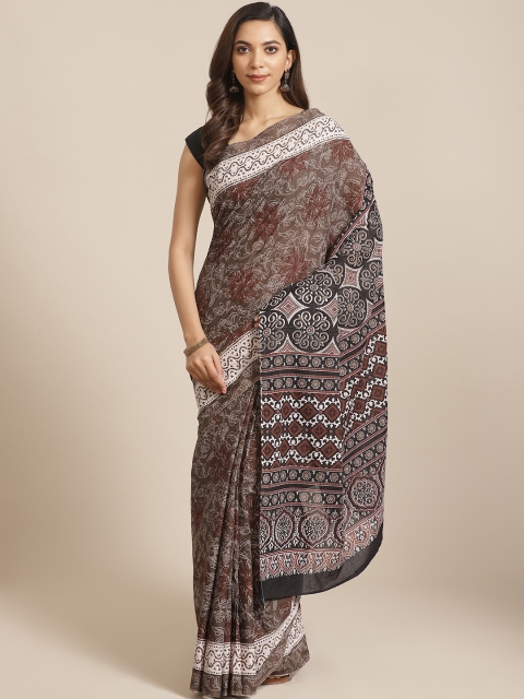 

Libas Taupe & Off-White Pure Cotton Floral Print Saree