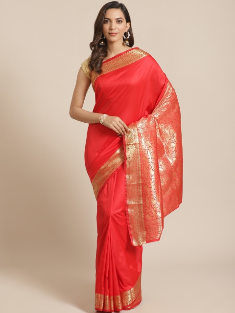 

Libas Red & Golden Solid Saree
