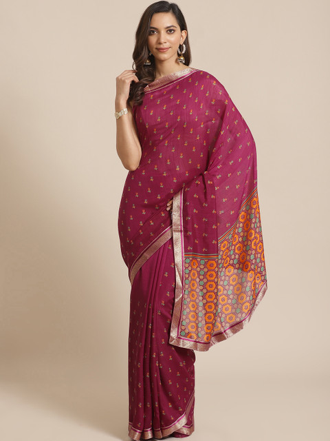

Libas Magenta & Beige Printed Saree