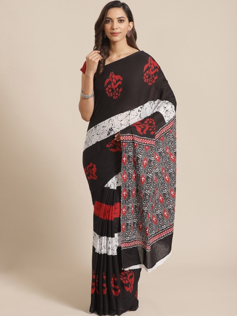 

Libas Black & Red Pure Cotton Printed Saree