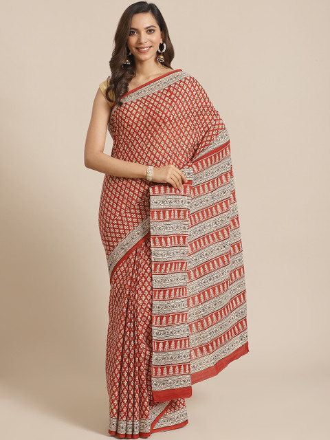

Libas Red & Beige Pure Cotton Printed Saree