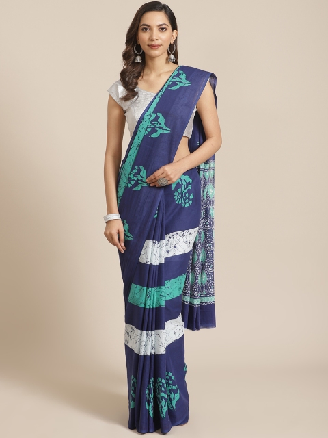 

Libas Blue & Green Pure Cotton Floral Print Saree
