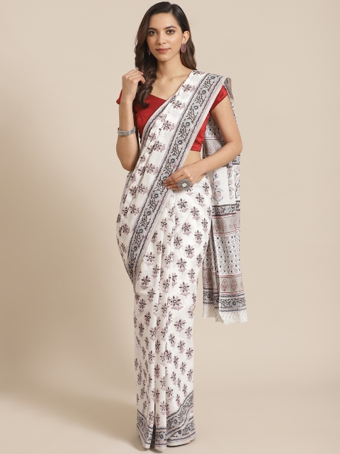 

Libas White & Grey Pure Cotton Printed Saree