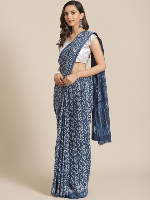 

Libas Blue & White Pure Cotton Printed Saree