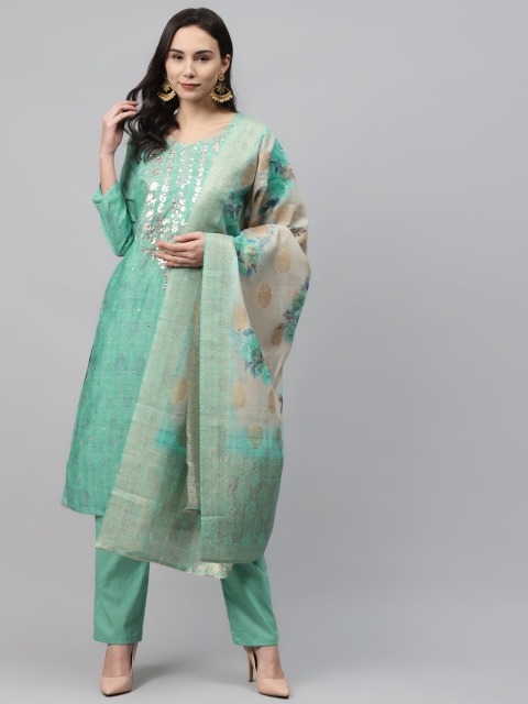 

Readiprint Fashions Sea Green Printed Unstitched Dress Material