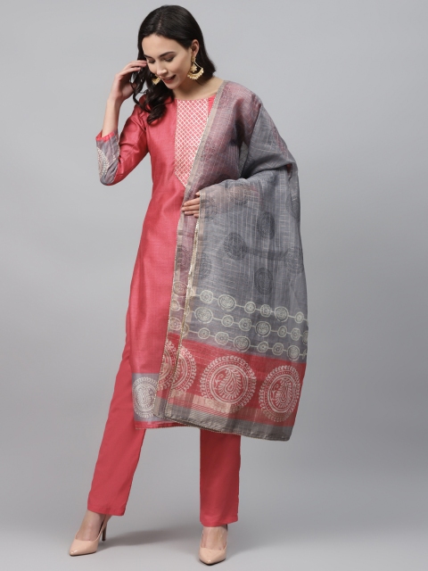 

Readiprint Fashions Pink & Grey Yoke Design Unstitched Dress Material