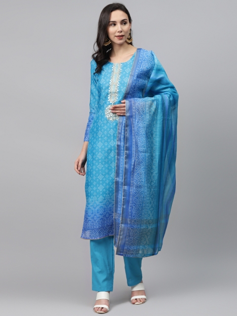 

Readiprint Fashions Blue & White Silk Blend Unstitched Dress Material