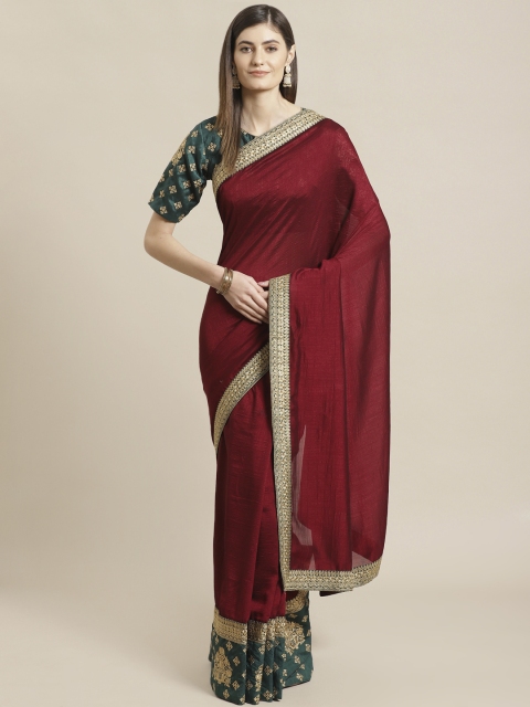 

Readiprint Fashions Maroon & Green Solid Saree