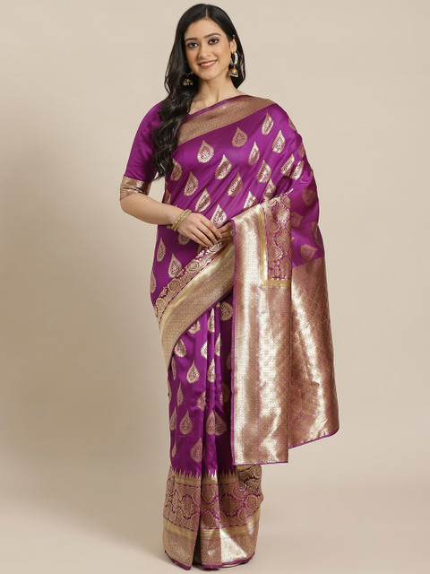 

Readiprint Fashions Purple & Golden Woven Design Banarasi Saree
