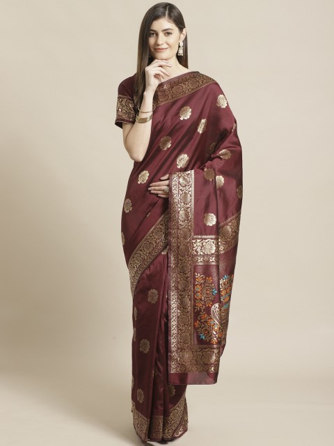 

Readiprint Fashions Maroon & Golden Woven Design Banarasi Saree