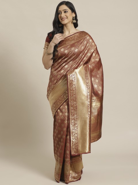 

Readiprint Fashions Maroon & Golden Woven Design Banarasi Saree