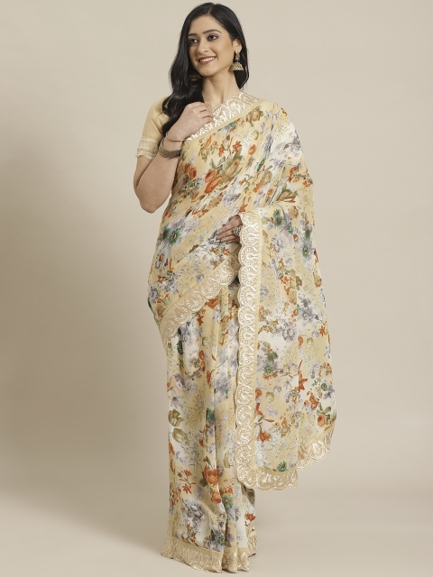 

Readiprint Fashions Beige & Brown Floral Print Saree