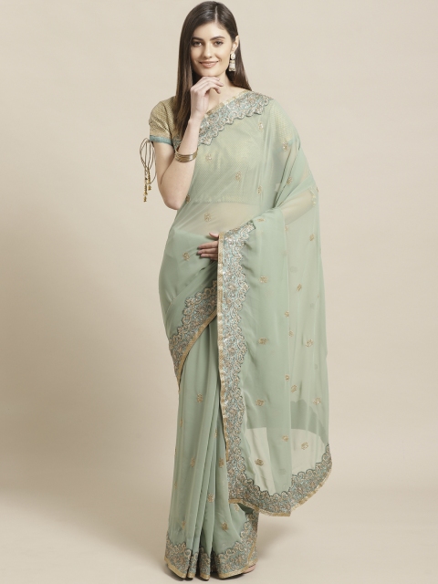 

Readiprint Fashions Green & Golden Embroidered Saree