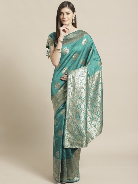 

Readiprint Fashions Blue & Golden Woven Design Banarasi Saree